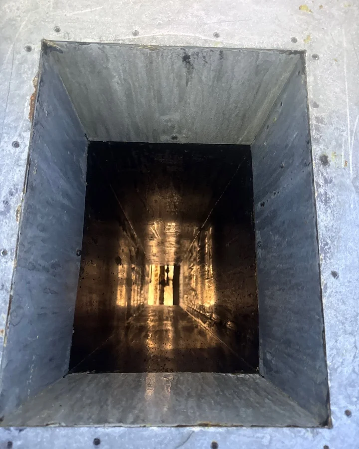 Commercial kitchen grease duct access after cleaning